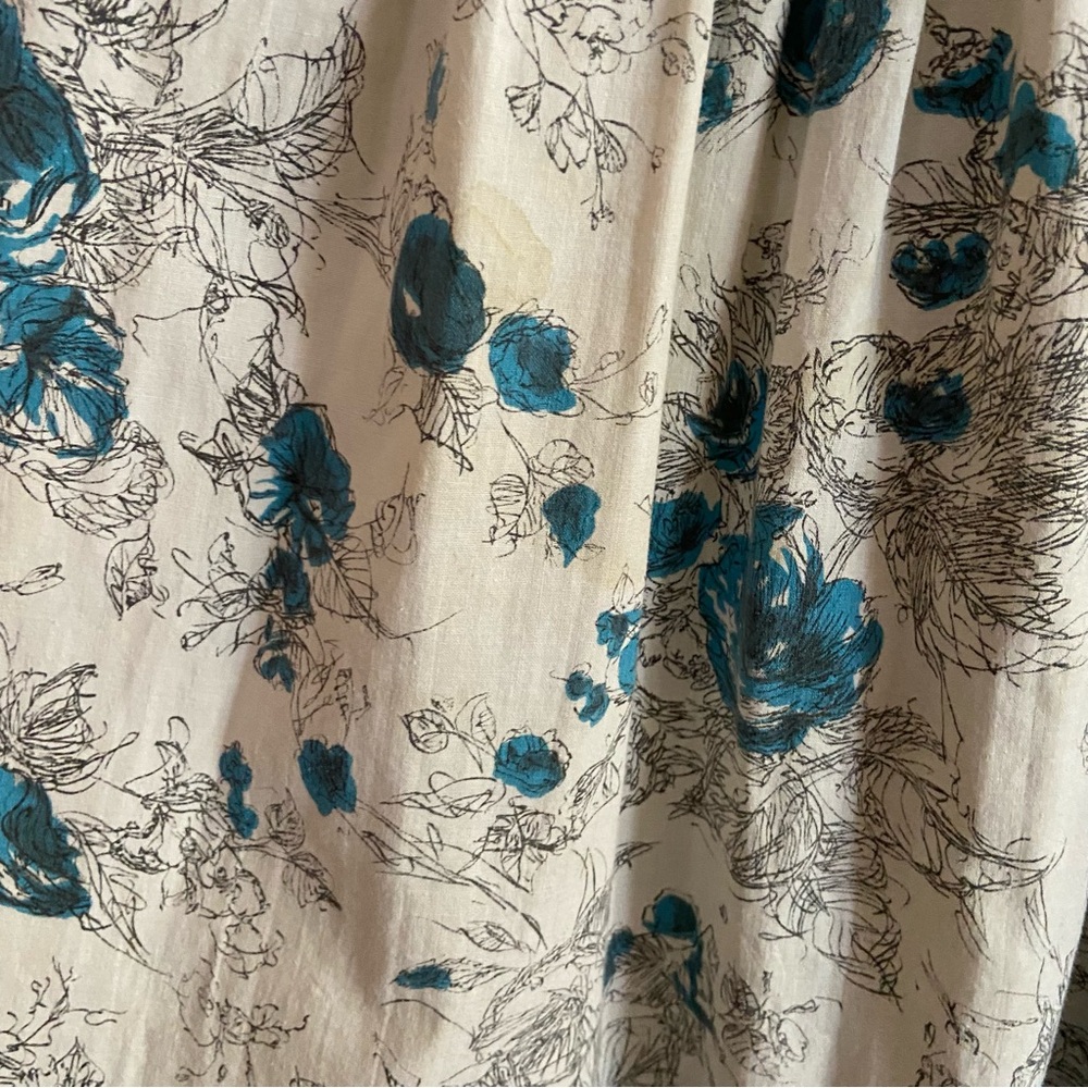 Vintage 1950s blue and white mid century floral fit and flare dress - Picture 4 of 6